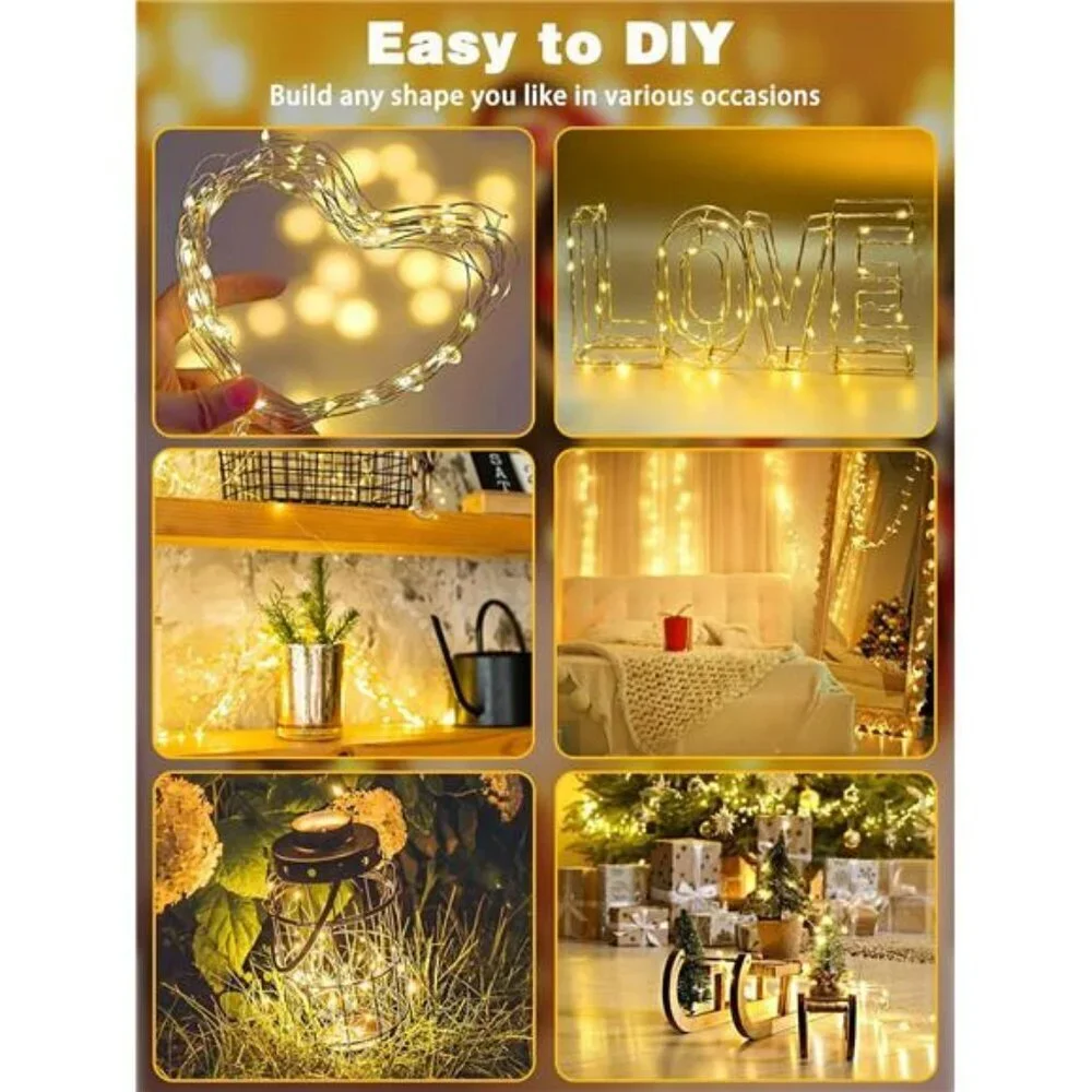 Warm White Fairy String Lights 60 LED Battery Operated Timer Indoor Outdoor Set